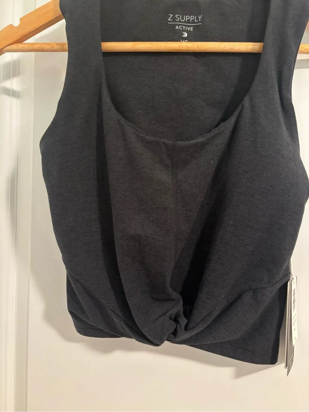NWT Z SUPPLY Solstice Twist Crop Top Black Sands Charcoal Gray Size XS